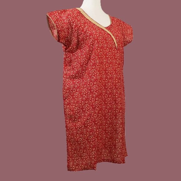 Soft Pink Printed Cotton Kurta Attire | Muvvas Boutique - Picture 1 of 5